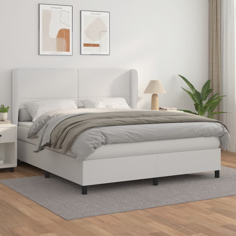 Sommier  lattes de lit avec matelas Blanc 160x200cm Similicuir