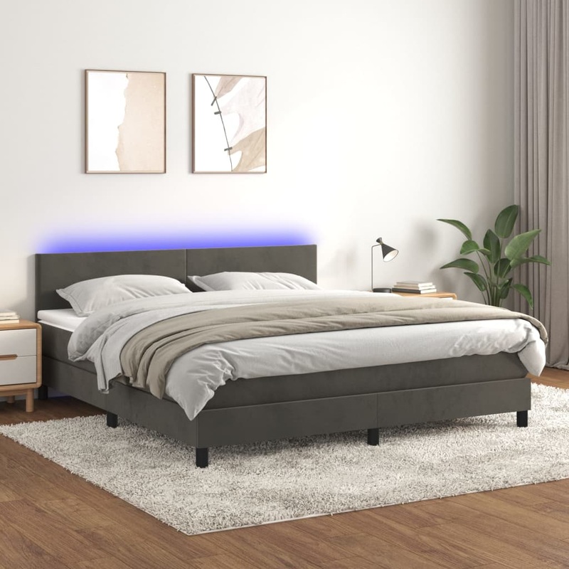 Sommier  lattes de lit avec matelas LED Gris fonc 160x200 cm