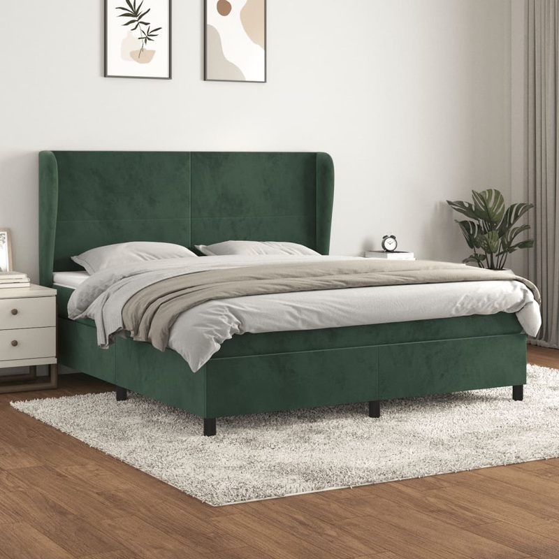 Sommier  lattes de lit et matelas Vert fonc 160x200cm Velours