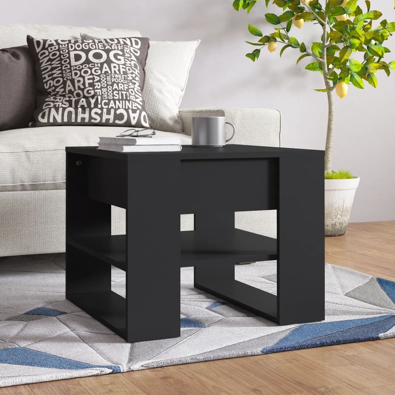 Table basse noir 55,5x55x45 cm bois d'ingnierie