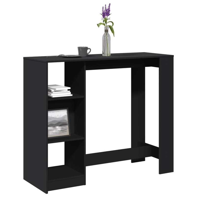 Table de bar avec tagre noir 124x46x103,5cm bois d'ingnierie