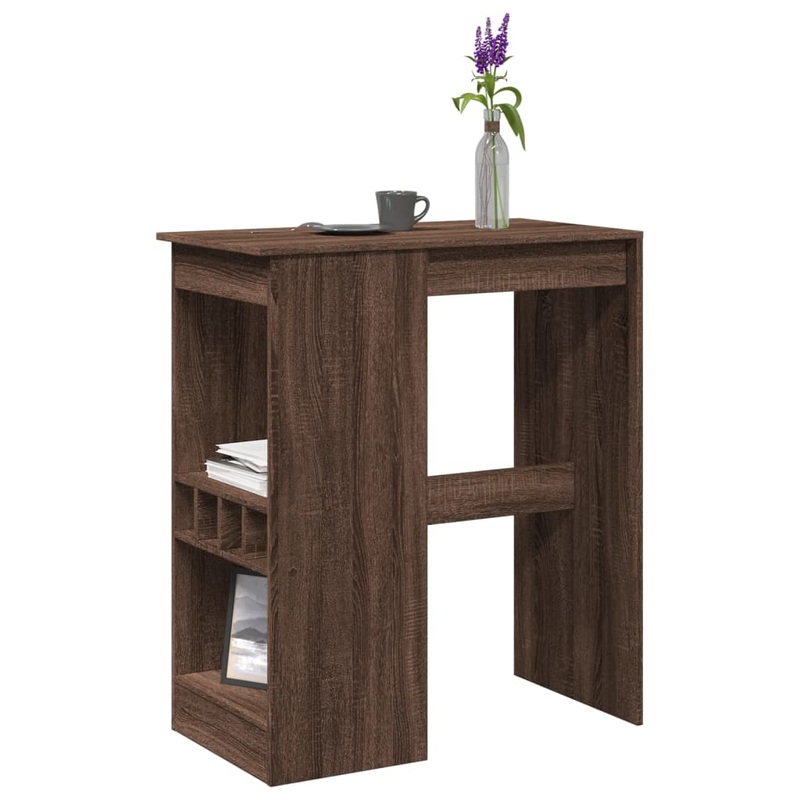 Table de bar avec tagres chne marron bois d'ingnierie