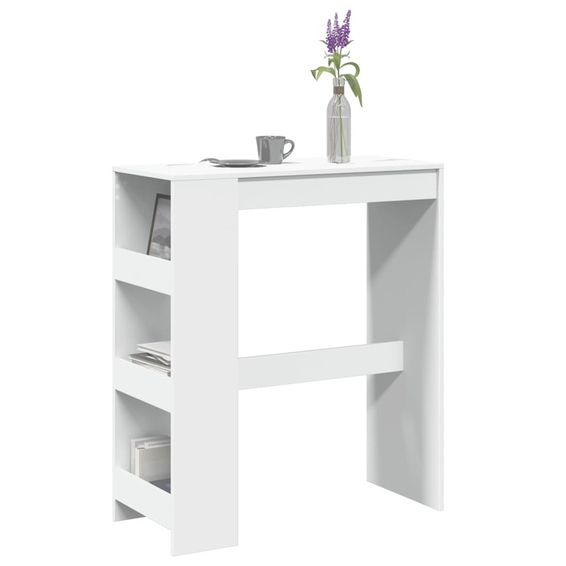 Table de bar et tagres blanc 90x40x103,5 cm bois d'ingnierie
