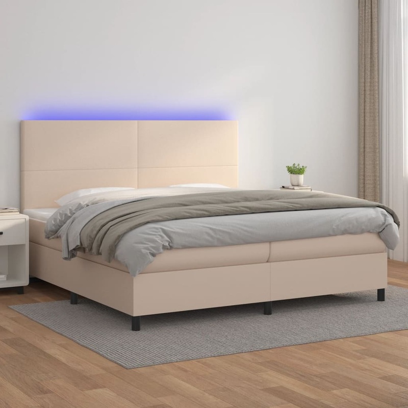 Sommier  lattes de lit avec matelas LED Cappuccino 200x200 cm