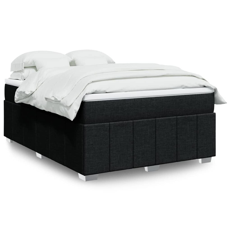 Sommier  lattes de lit avec matelas Noir 160x200 cm Tissu