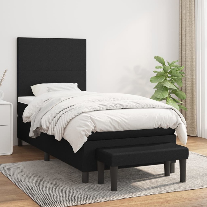 Sommier  lattes de lit et matelas Noir 80x200 cm Tissu