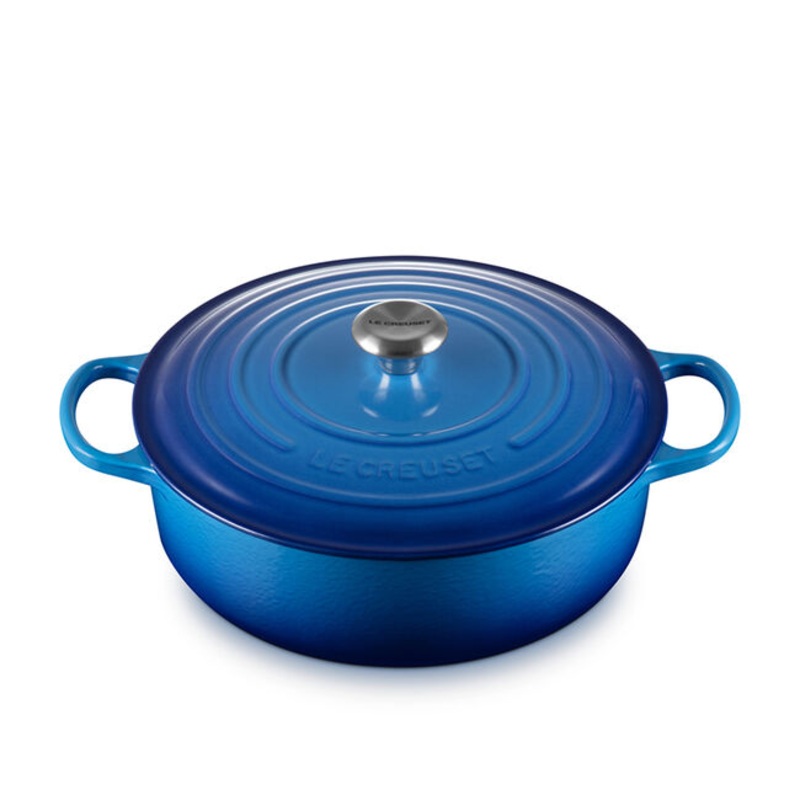 Shallow Round Oven, Blueberry Enameled Cast Iron