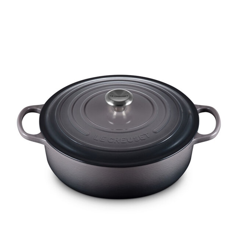 Shallow Round Oven, Oyster Enameled Cast Iron