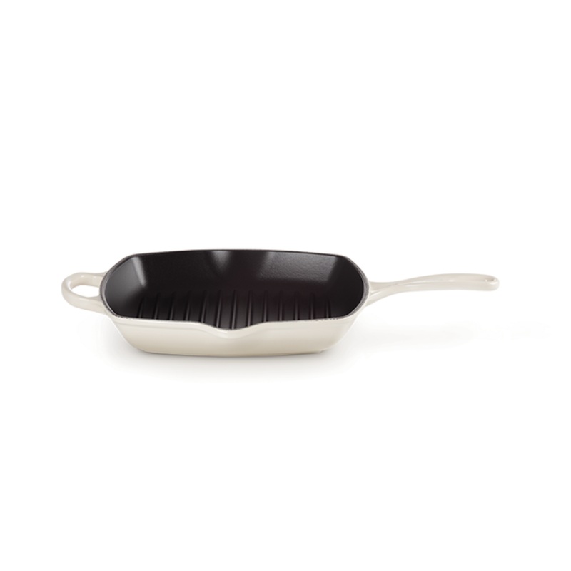 Square Skillet Grill, Meringue Enameled Cast Iron