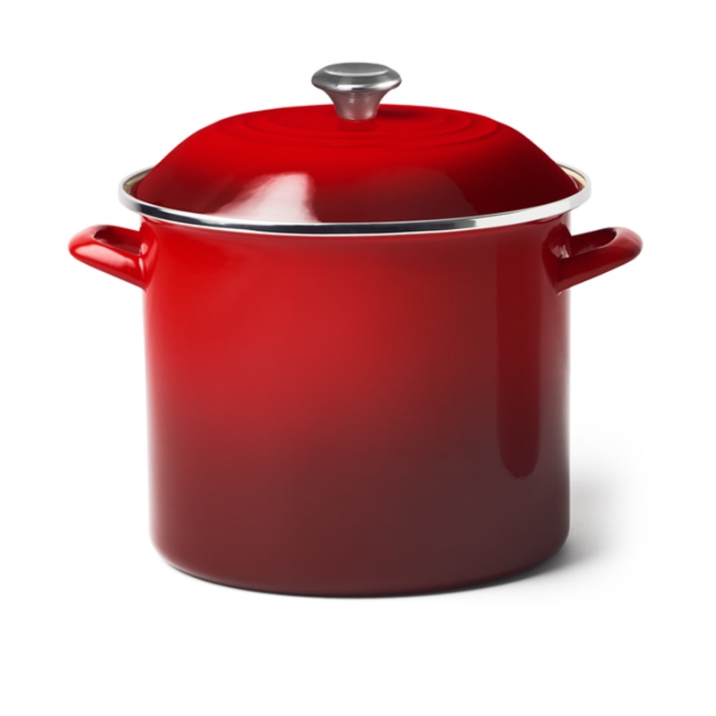 Stock Pot, Enameled Steel Cerise