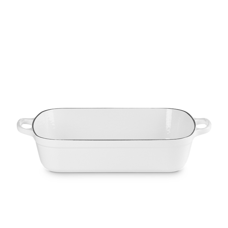 Roaster, White Enameled Cast Iron