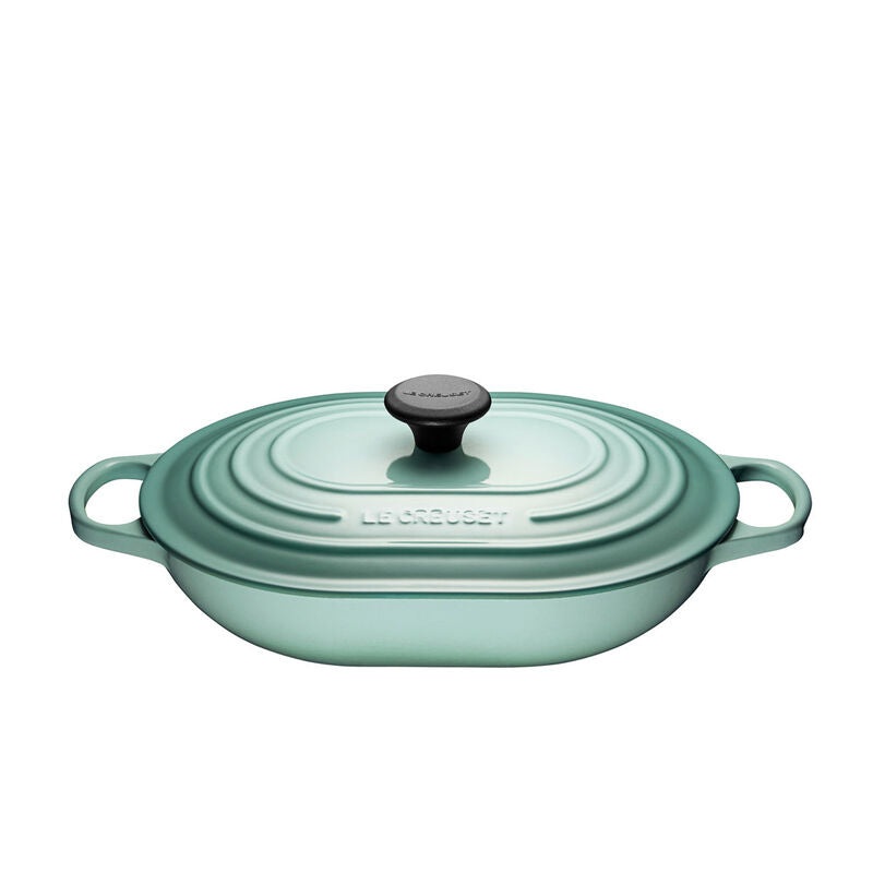 Oblong Casserole, Sage Enameled Cast Iron