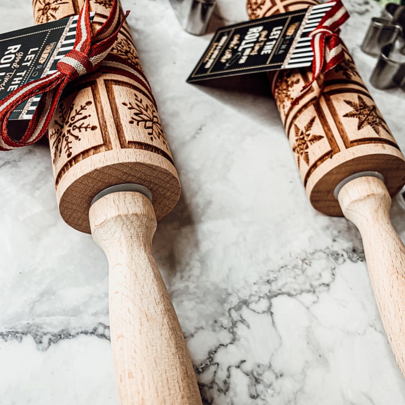 Embossed Square Snowflake Rolling Pin