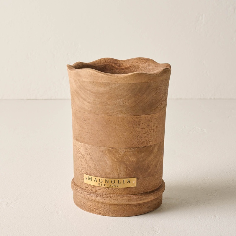 Antiqued Wood Utensil Holder