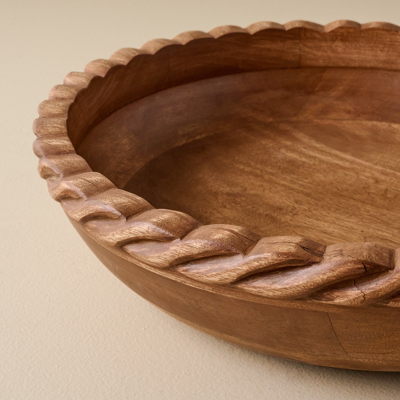 Oversized Antiqued Wood Twisted Bowl