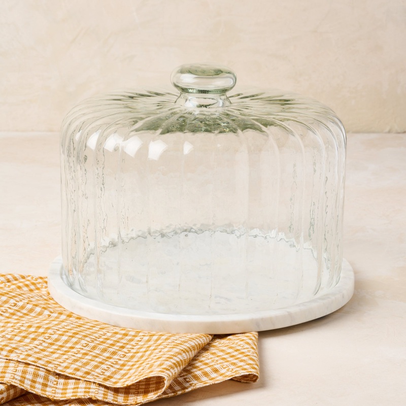 White Marble Fluted Cake Dome