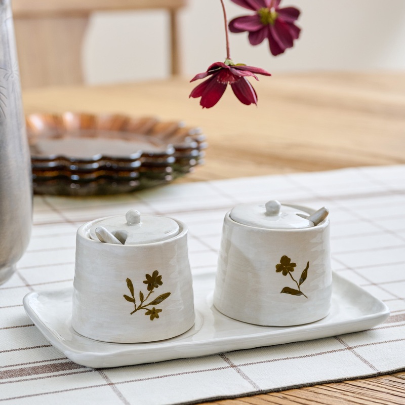Eliana Floral Ceramic Salt + Pepper Set
