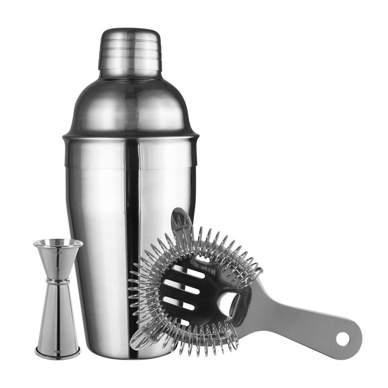 Essentials Cocktail Set - Comprises 550Ml Cocktail Shaker - Strainer - 15/30Ml Jigger