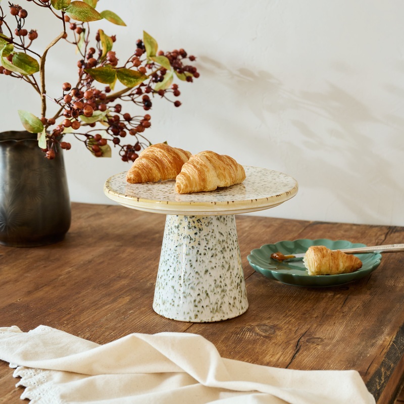 Forest Green Speckled Cake Stand