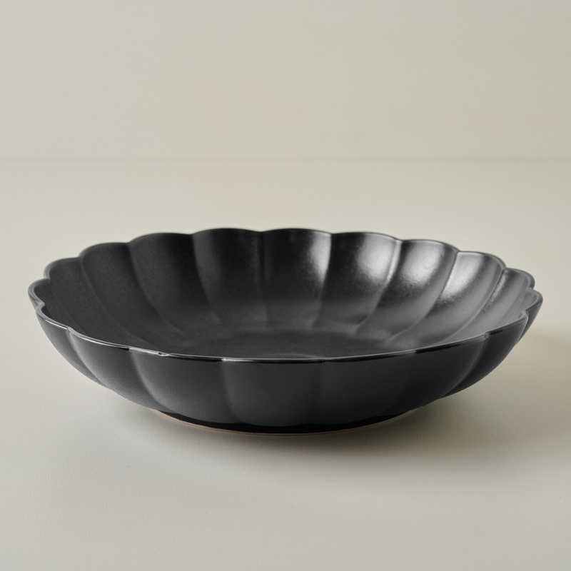 Oversized Black Scalloped Serving Bowl