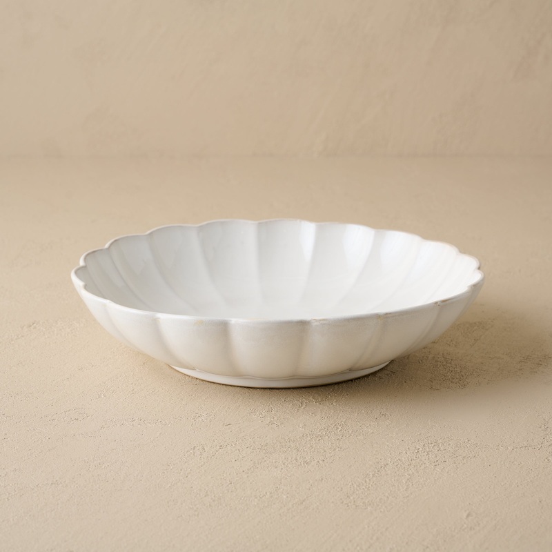 Oversized Cream Scalloped Serving Bowl