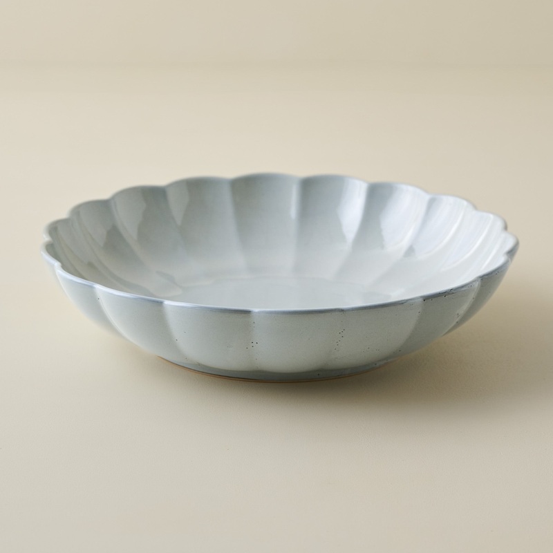Oversized Grey Scalloped Serving Bowl