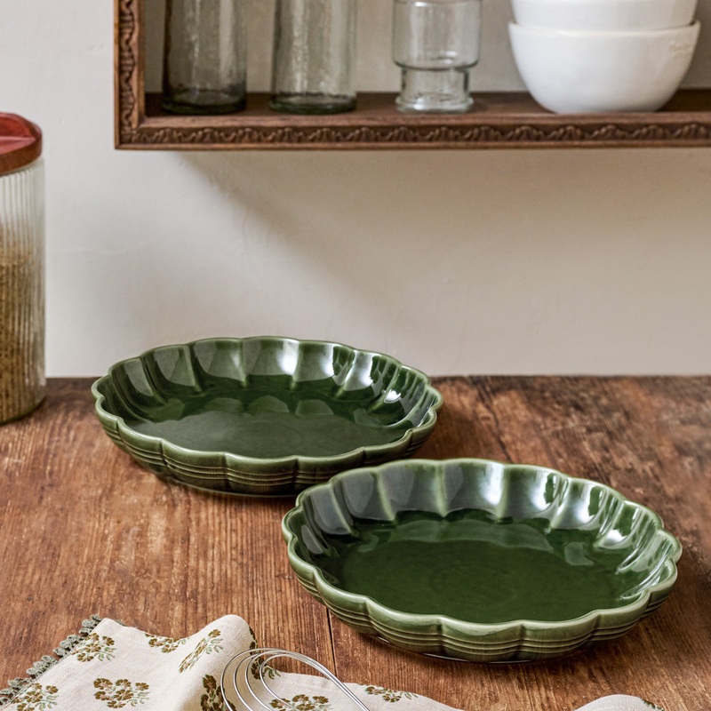 The Cottage Collection Forest Green Scalloped Baking Dish Set