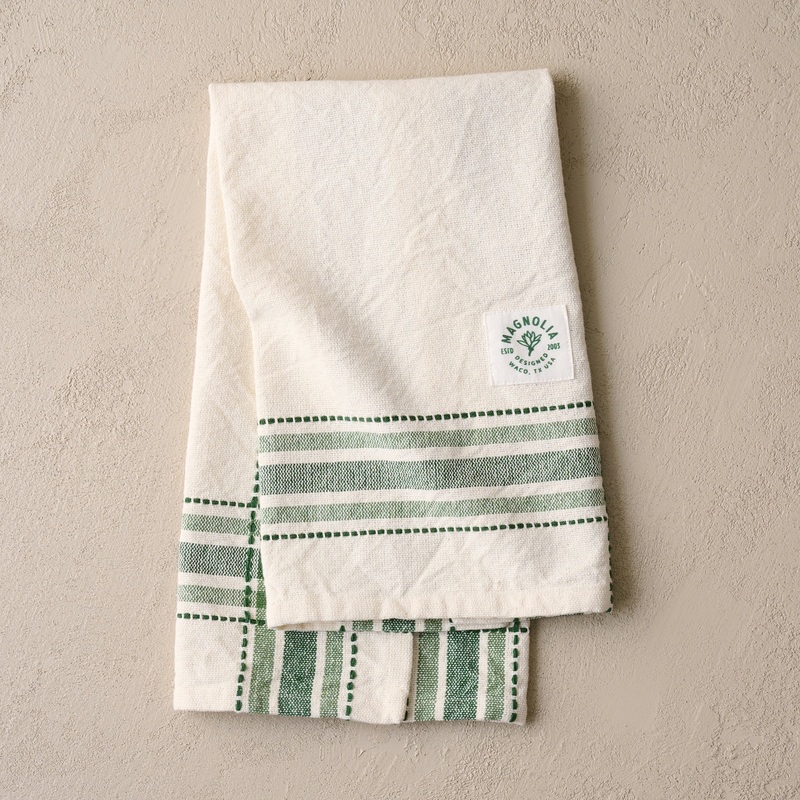 Vintage Green Border Tea Towel