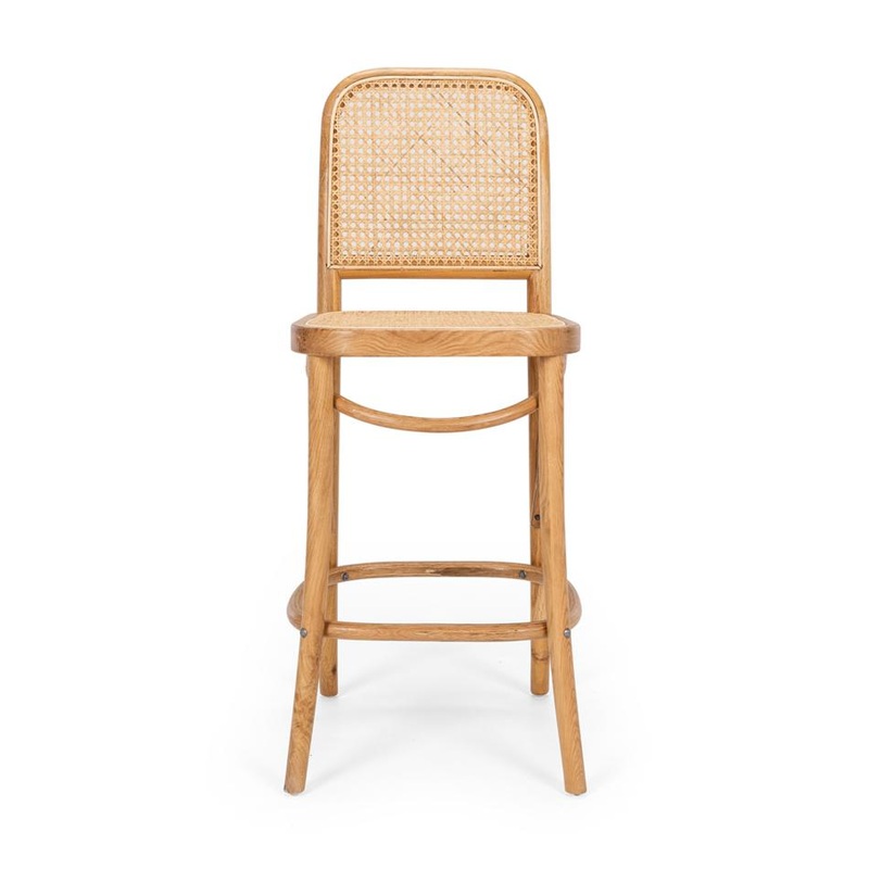 Matai Oak Rattan Bar Stool