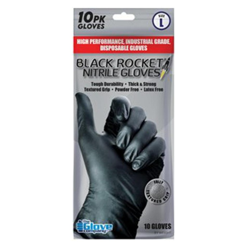 Electus Black Rocket Nitrile Gloves Large Pk10 TH3012