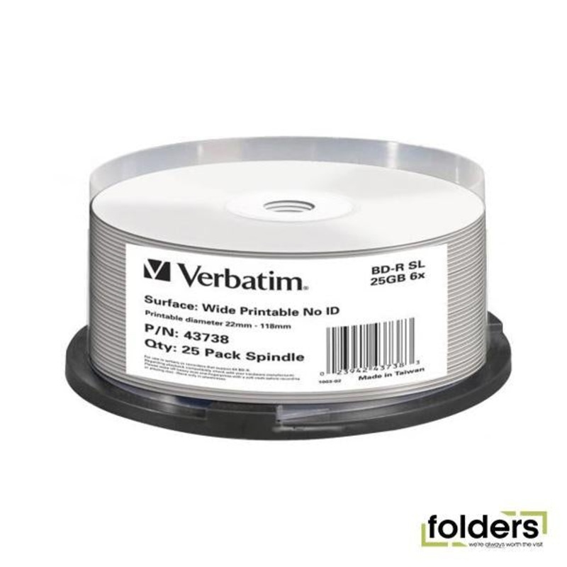 Verbatim BD-R 25GB 6x White Wide Printable 25 Pack