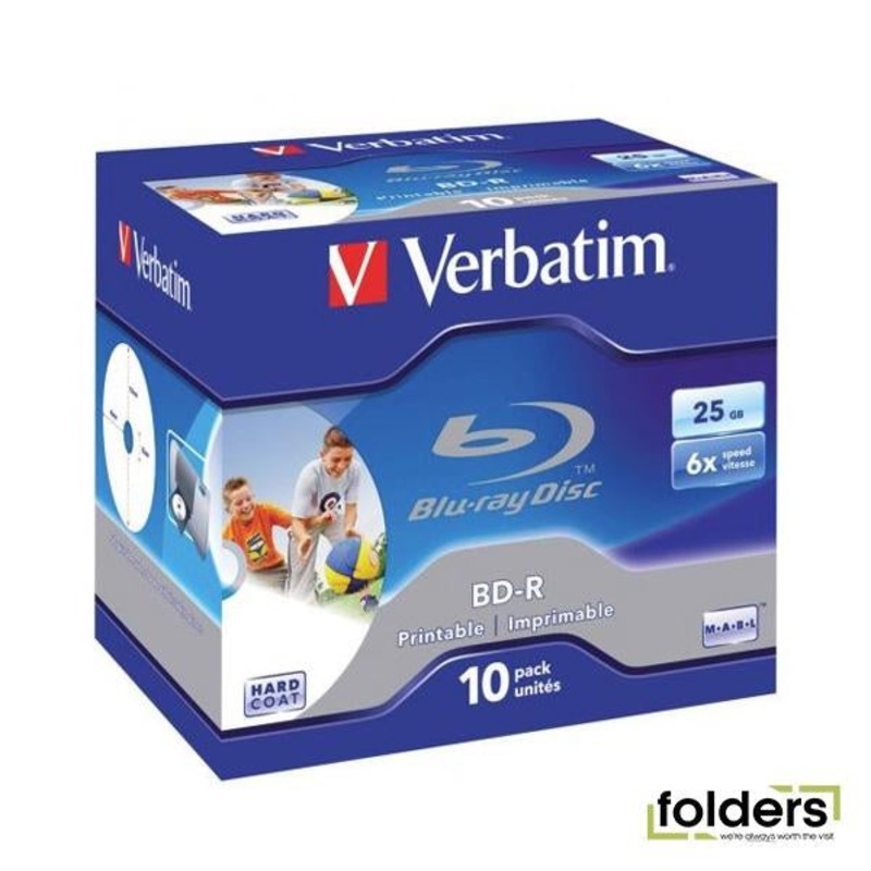 Verbatim BD-R 25GB Wide Printable with Jewel Cases 10Pk