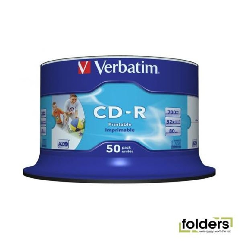 Verbatim CD-R 52x White Printable 50 Pack on Spindle