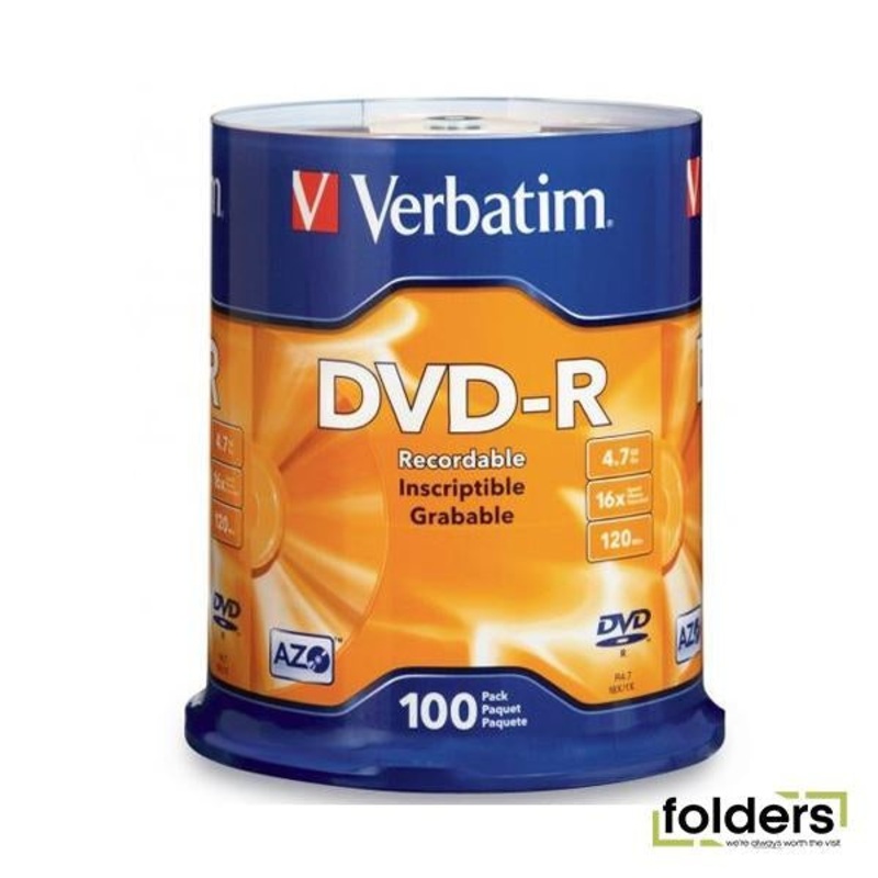 Verbatim DVD-R 4.7GB 16x 100 Pack on Spindle