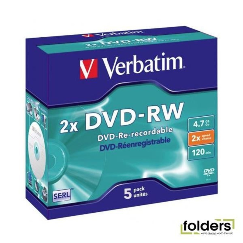 Verbatim DVD-RW 4.7GB 2x 5 Pack with Jewel Cases