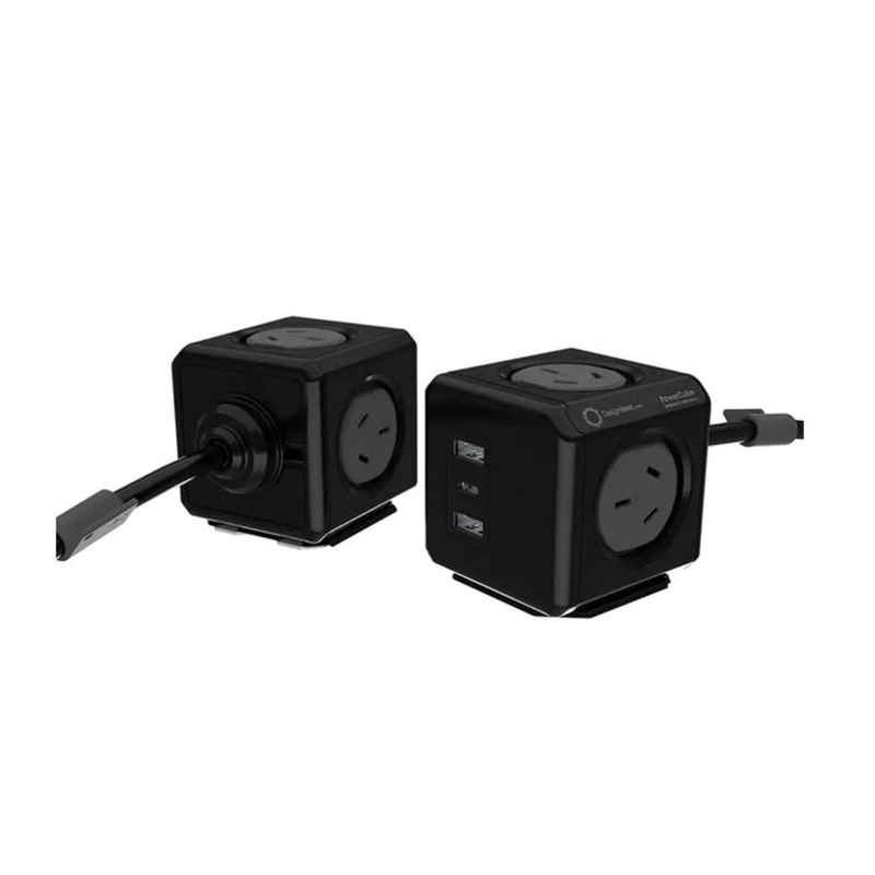 Allocacoc PowerCube Extended 4 Outlets 2 USB-A + 1 USB-C PD 20W with Surge 1.5M - Black