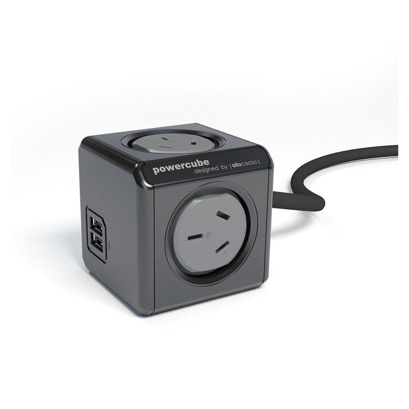 ALLOCACOC POWERCUBE Extended Outlets with USB 1.5M - BLACK