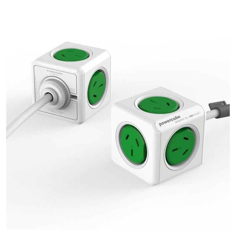 ALLOCACOC POWERCUBE Extended Outlets with USB 1.5M - Green
