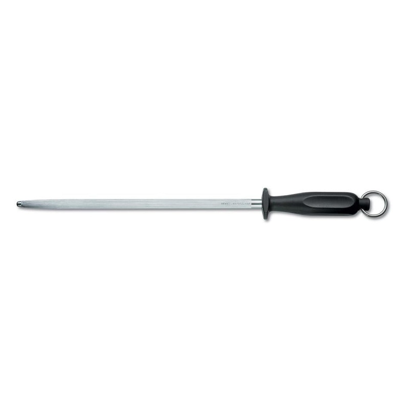 Victorinox Butchers Sharpening Steel, 30Cm, Round, Middle Fine Cut, Black Handle