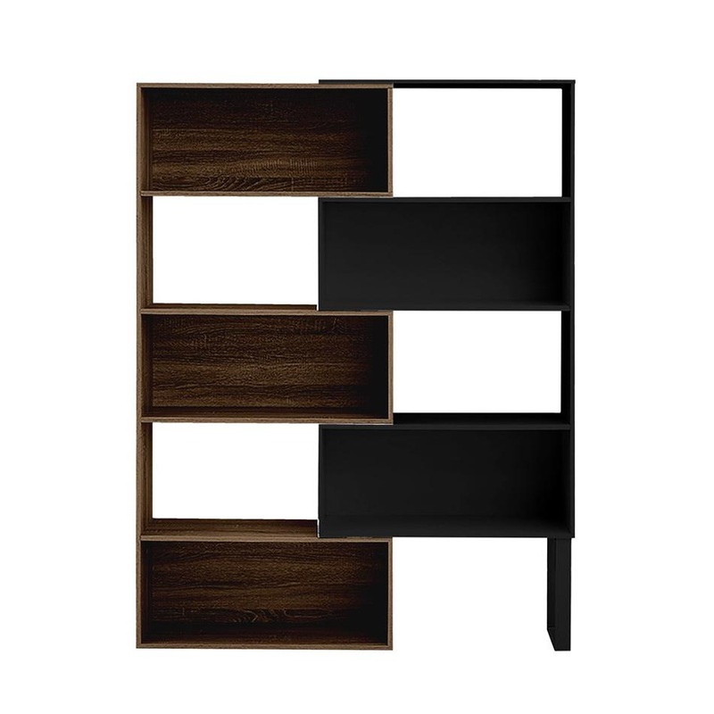 Criterion Accord Expandable Bookcase - Dark Oak and Black  ACCORD BC1490DO