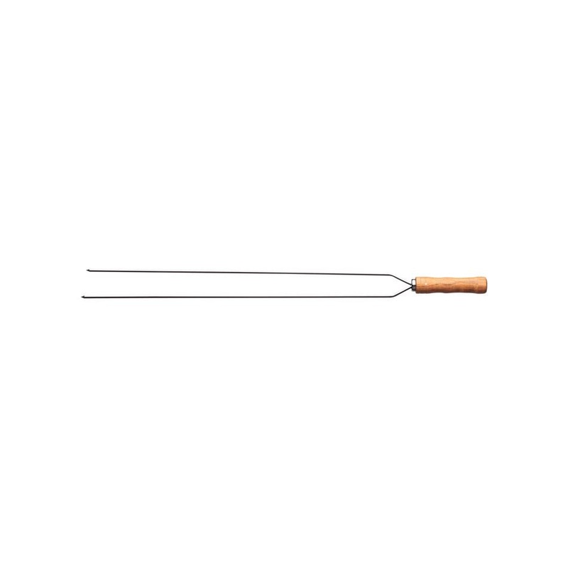 Heavy Duty Duel Prong Stainless Steel Skewer Wood Handle 75cm