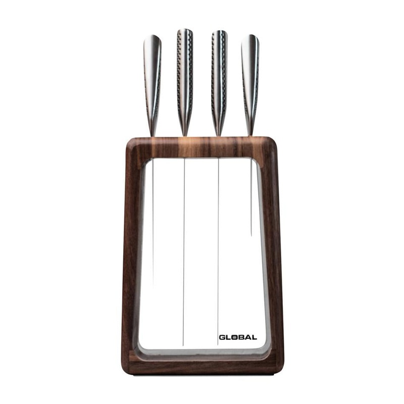 Global Hashira 5Pc Knife Block Set - Walnut 79671