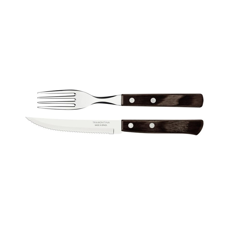 Churrasco Steak Knife Polywood Traditional Steak Set Brown 12pc