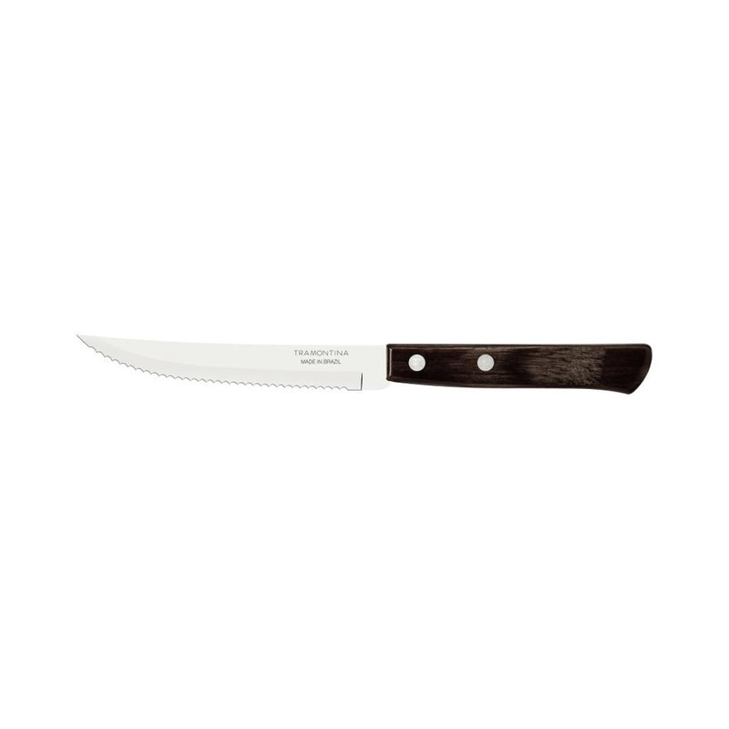 Churrasco Steak Knife Serrated Narrow Blade Polywood Brown 5",  11cm