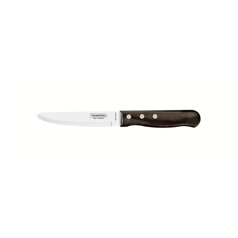 Churrasco Steak Knife Serrated Wide Blade Polywood Brown 5", 13cm