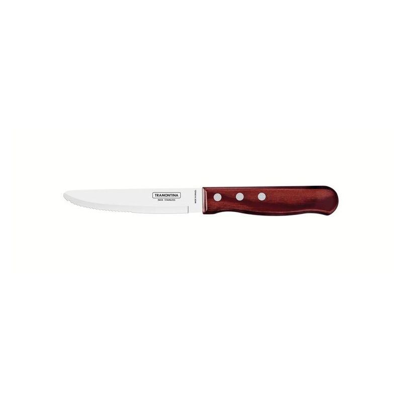 Churrasco Steak Knife Serrated Wide Blade Polywood Red 5", 13cm