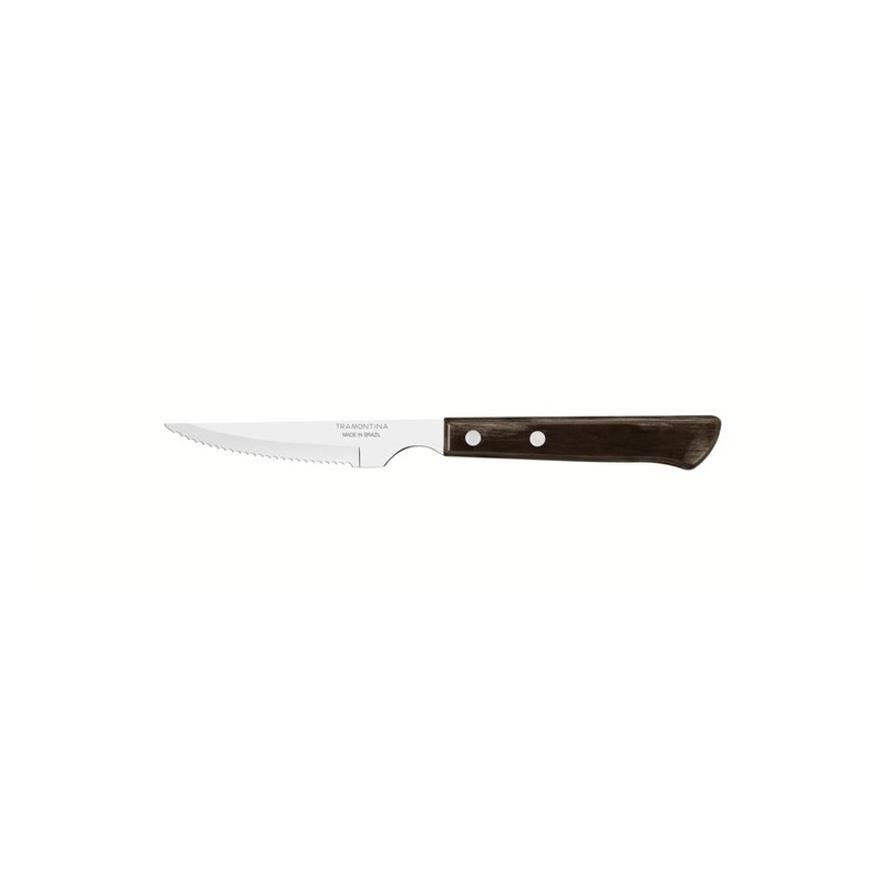 Churrasco Steak Knife Serrated Narrow Blade Polywood Brown 4" , 11cm