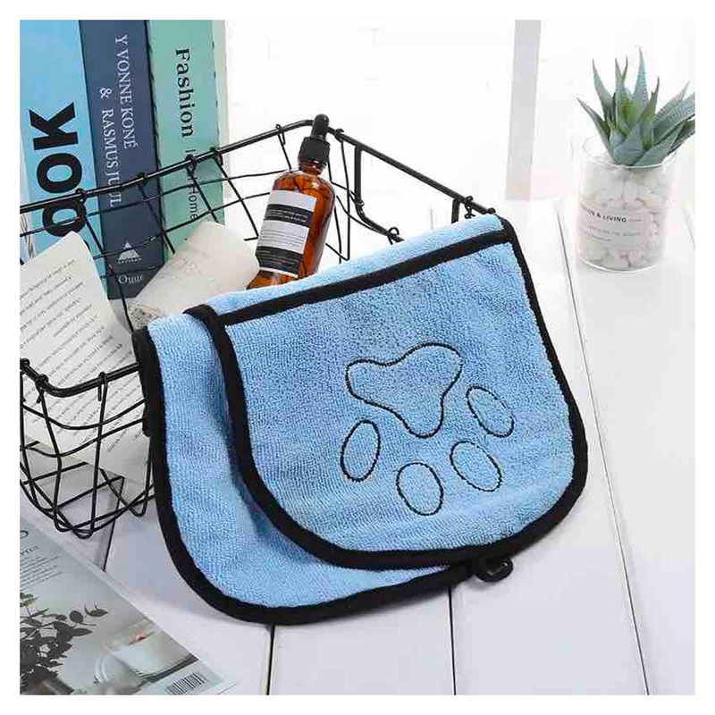 Paw print microfibre dog bath towel