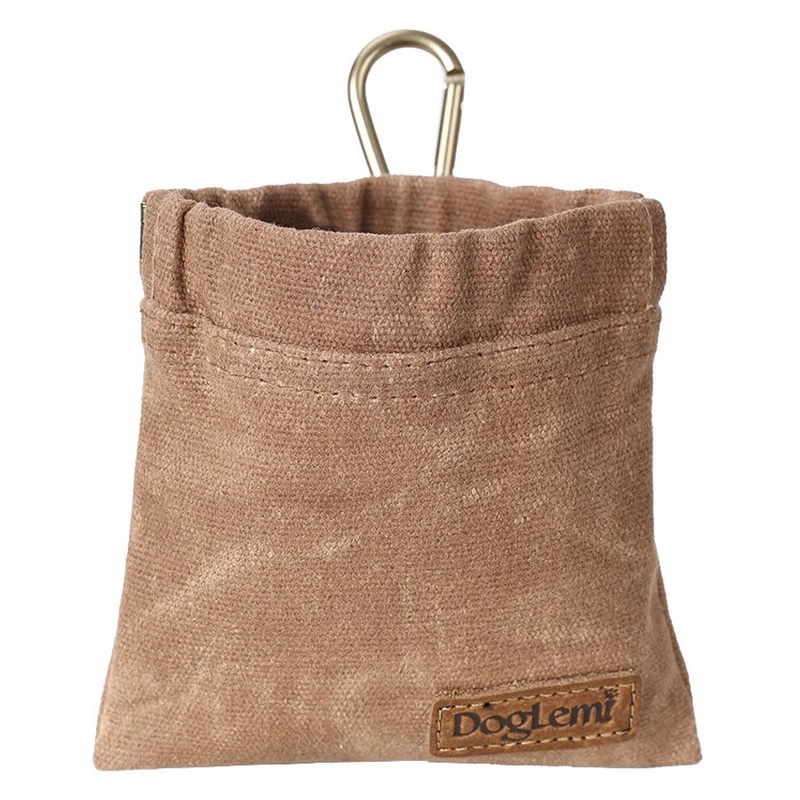 Retro Portable Water-repellant Cotton Dog Treat Pouch with Clip