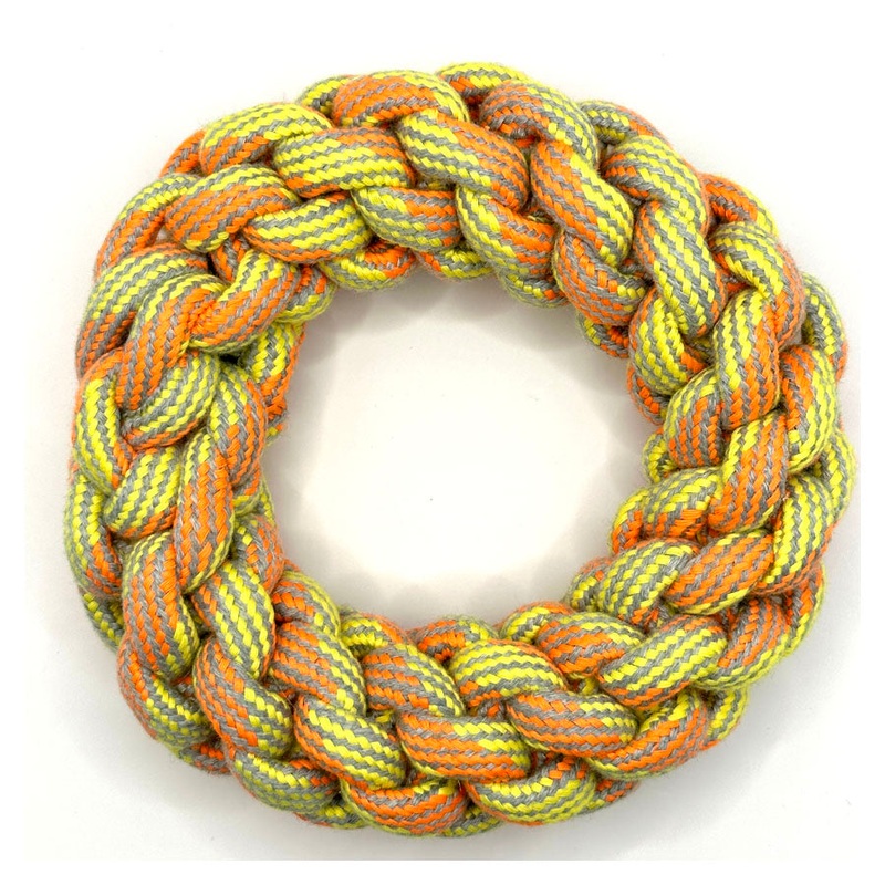 Ring Tug Rope Dog Toy - Orange / Yellow